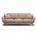 Modern fabric sofa with two accent pillows in beige color 210 x 90 x 85cm
