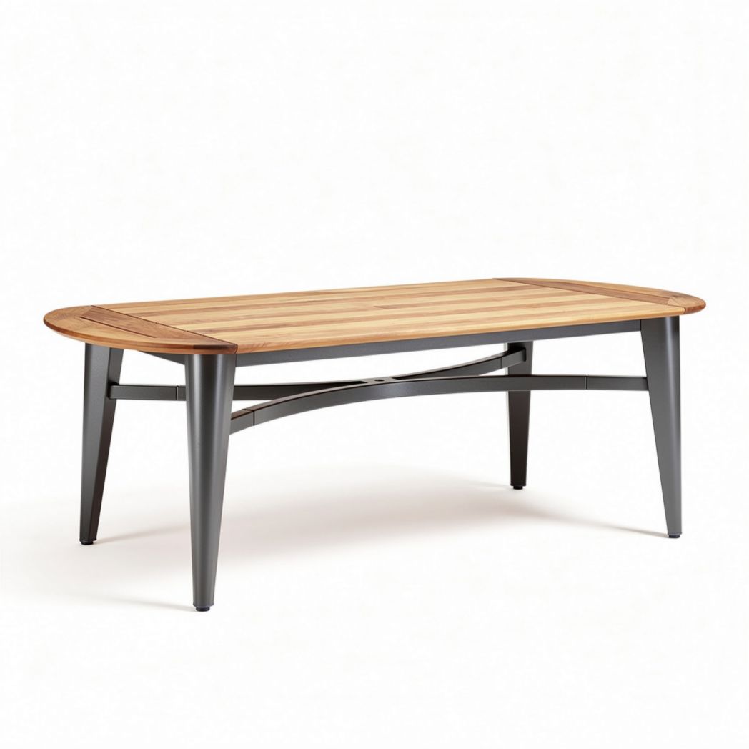 Wooden coffee table with metal legs 150 x 75 x 70cm for living room use