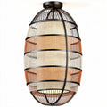 Metal wire pendant lamp with woven fabric shade and 40 x 40 x 90cm size