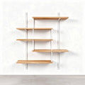 Wall-mounted shelving unit with wooden shelves and metal brackets 150 x 150 x 30cm