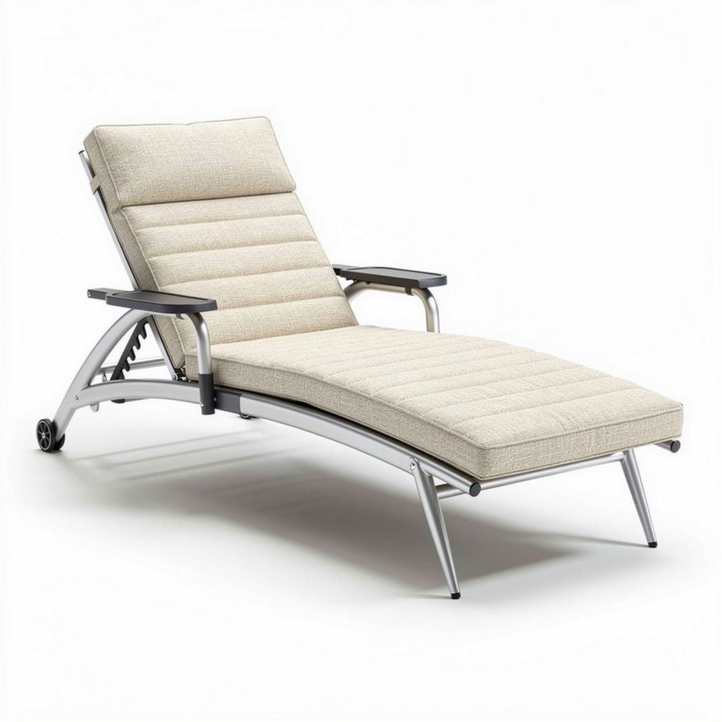 Outdoor adjustable lounge chair with aluminum frame and cushion 180 x 65 x 30cm