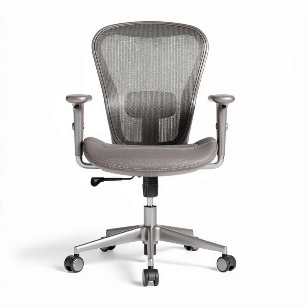 Mesh office chair with adjustable armrests and lumbar support grey 60 x 60 x 100cm